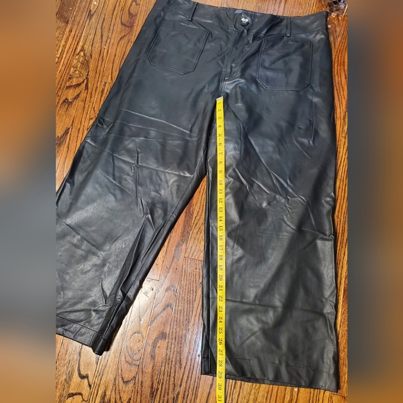 Anthropologie Maeve The Colette Cropped Wide-Leg Faux Leather Pants Bkack Sz 22 - Picture 14 of 16